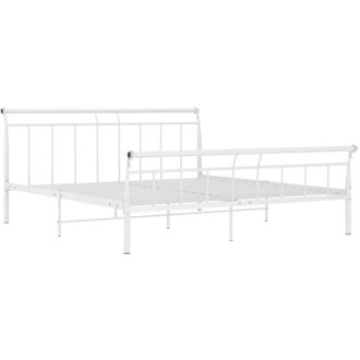 vidaXL Bed Frame without Mattress White Metal 180x200 cm Super King Vidaxl