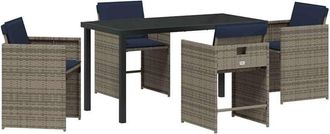 vidaXL Vidaxl - Conjunto De Comedor De Jard&iacute;n Con Coj&iacute;n 5 Pcs Gris Polirat&aacute;n
