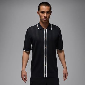Nike Jordan Mens Jordan Sport Mens Knit Button-Down Golf Top in Black | HV1157-010