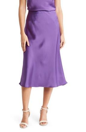 Renee C Solid Satin Midi Skirt in Dark Purple at Nordstrom Rack, Size X-Small