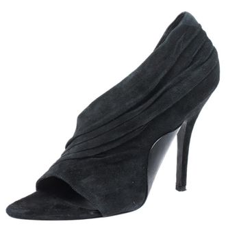 Alexander Wang Black Ruched Suede Maja Open Toe Sandals