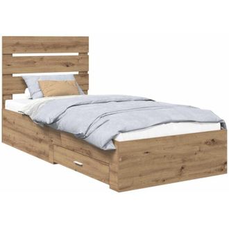 vidaXL Bed Frame with Drawer Artisan Oak 90 x 190 cm Engineered Wood vidaXL