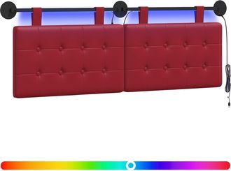 vidaXL Cabecero Colgante Con Luz Led Rojo Vino Cuero Sint&eacute;tico Vidaxl