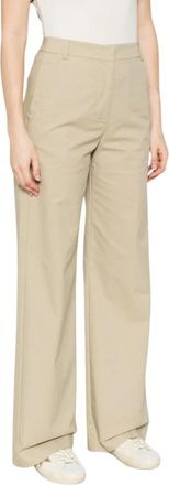 Patrizia Pepe Broeken, Dames, Beige, L, Katoen, Wijde broek