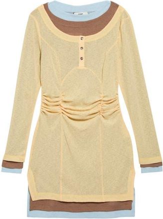 Siedres Lyna Long Sleeve Contrast Layered Minidress in Yellow Multi at Nordstrom, Size X-Small