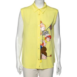 Love Moschino Yellow Printed Sleeveless Shirt