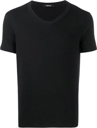 Tom Ford V-hals T-shirt - Heren - T-shirts - Zwart - 2XL - Katoen - Tops