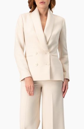 Ivonne Double-Breasted Blazer with Smooth Finish in Ivory at Nordstrom, Size 12