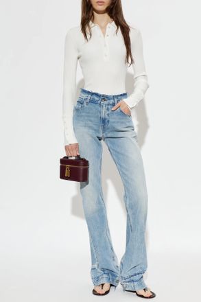 Courr&egrave;ges Ribbed Slim-fit Polo, Womens, White