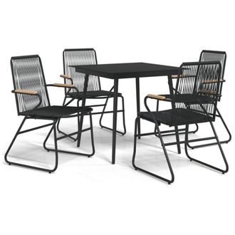 Berkfield Home 5 Piece Garden Dining Set Black PVC Rattan