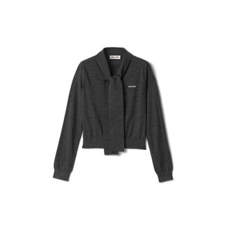 Miu Miu Wool Cardigan, Woman, Anthracite Gray, Size 38