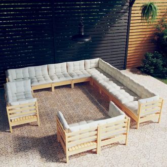 vidaXL Muebles De Jard&iacute;n 13 Piezas Cojines Madera Maciza De Pino Vidaxl
