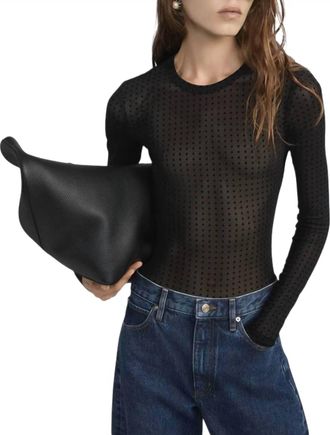Frame Denim Mesh Polka Dot Top In Black