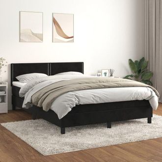 vidaXL Cama Box Spring Con Colch&oacute;n Terciopelo Negro 140x190 Cm Vidaxl