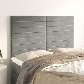 vidaXL Cabeceros 4 Unidades Terciopelo Gris Claro 72x5x78/88 Cm Vidaxl