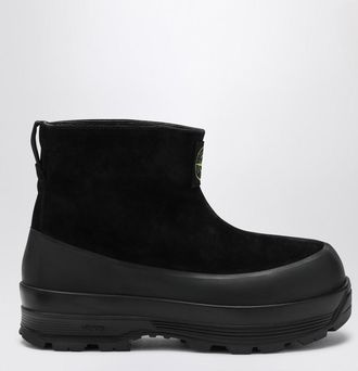 Stone Island Black suede ankle boot with logo