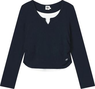 B+ab layered-detail side-ruched T-shirt - Blue