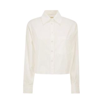 Max Mara Overhemden, Dames, Wit, S, Katoen, Wkdeden Geplooide Blouse