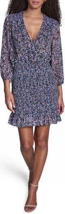 BCBGeneration Floral Smocked Chiffon Minidress in Blue Multi at Nordstrom Rack, Size 10