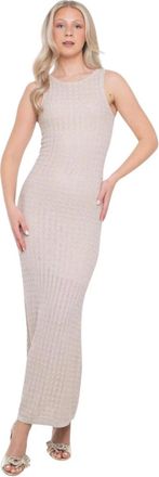 Guess Gebreide Jurk - Dames - Kleedjes - Beige - M - Kleedjes
