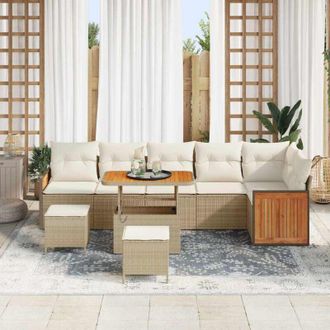 vidaXL Vidaxl - Conjunto De Sof&aacute; De Jard&iacute;n 9 Pcs Beige Y Crema 80 X 80 X 71 Cm