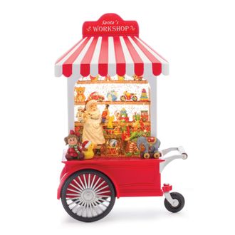 Melrose International LED Snow Globe Santas Workshop Stand 10.75H - Red, White