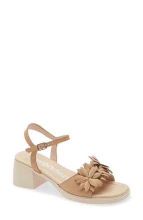 Wonders Flower Ankle Strap Slide Sandal in Nubuk Sand at Nordstrom, Size 9.5-10Us