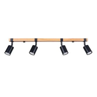 Wonderlamp L&aacute;mpara de techo lineal de madera con 4 focos negro