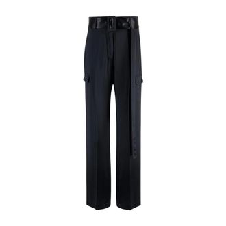 Ferragamo Dames, Broeken, Zwart, Maat: S Satijn