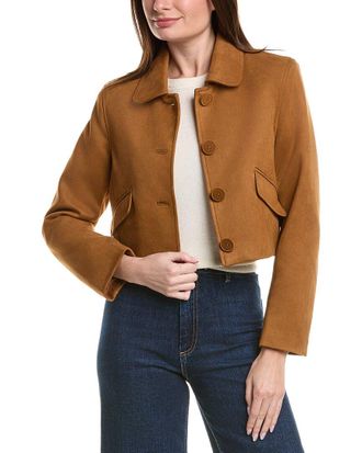 English Factory Cropped Faux-Suede Jacket