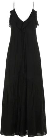 Isabel Marant Isabel Marant, Maxi Dresses, female, Black, Size: 2XS Ruffled V-neck Spaghetti-Strap Maxi Dress