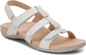 Vionic Womens Amber Adjustable Sandals In Silver/met/linen