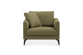 Castlery Lena Armchair Customized, (Performance Boucle) Moss (Matte Black Legs), Spill Resistant, Removable Covers for Women, Green
