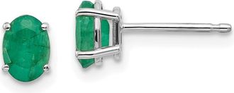 Diamond2Deal 14k White Gold 6x4mm Emerald Earrings