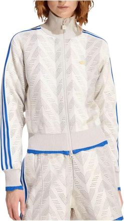 adidas (WMNS) adidas Originals Firebird Open-Knit Crochet Track Jacket Asia Sizing Off White Chalk Pearl KD6290