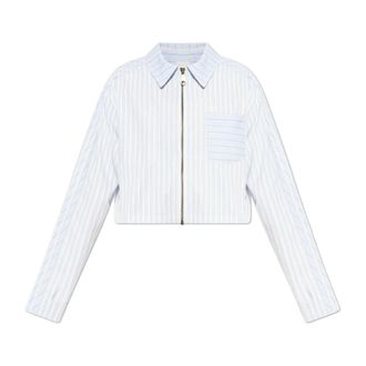 adidas Originals Adidas Originals, Shirts, female, Blue, Size: XS Short Shirt With Stripe Pattern