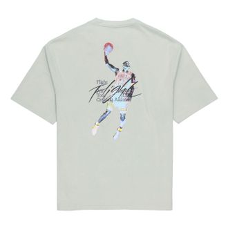 Nike Jordan Mens Air Jordan Back Character Alphabet Printing Casual Round Neck Short Sleeve Water Blue T-Shirt DM1445-017