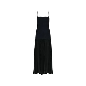 Hunza G Maxi Dresses, female, Black, Size: ONE SIZE Hybrid Dress A Crinkle Georgette
