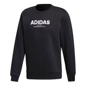 adidas Alphabet Round Neck Long Sleeves Hoodie Mens Black CZ9075