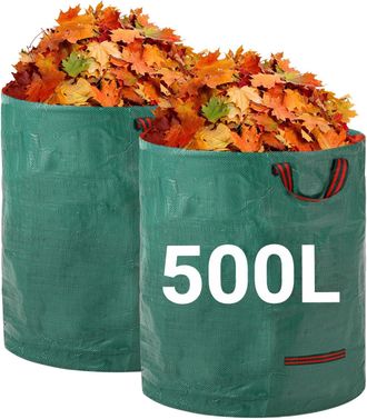 OEM Bolsas Resistentes Para Residuos De Jard&iacute;n - Paquete De 2 X 500 L - Bolsas Reutilizables Con Asas - Tejido Industrial Para Hojas, Residuos Y Escombros