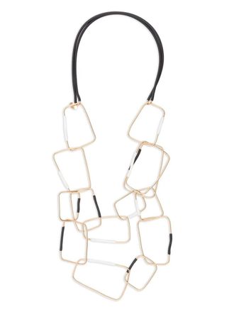 Liviana Conti leather geometric necklace - women - Leather/Brass - One Size - Gold