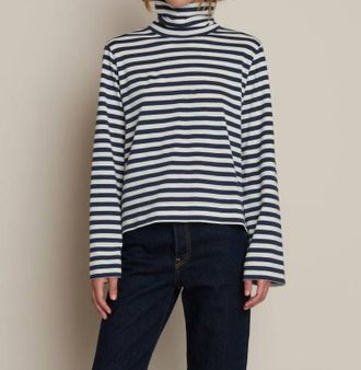 Nation Ltd Neo Mock Neck Tee In Seascape Stripe