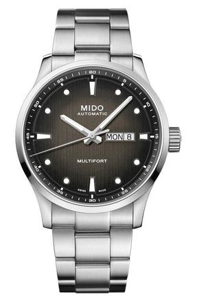 Mido Multifort Automatic Bracelet Watch, 42mm in Silver/Black at Nordstrom