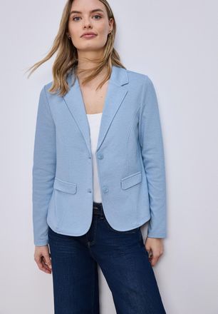 Street One Jackenblazer STREET ONE, Damen, Gr. 38, original blau, Piqu&eacute;, Obermaterial: 71% Polyester, 26% Viskose, 3% Elasthan, unifarben, tailliert h&uuml;ftbedecken