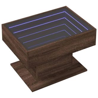 Berkfield Home Decorative Coffee Table with LED Brown Oak 70x50x45 cm Engineered Wood | Size: 70 x 50 x 45 cm