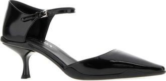 Prada Womens Black Leather Pumps Nero Scarpe Con Tacco High Heel Shoes