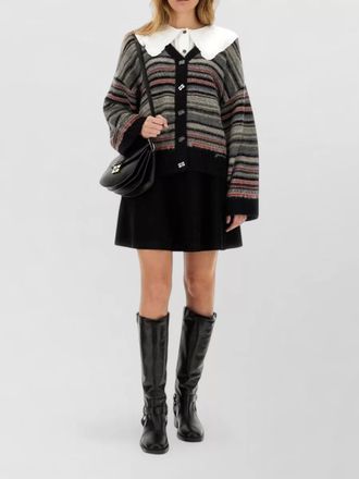 Ganni v neck striped cardigan long sleeves