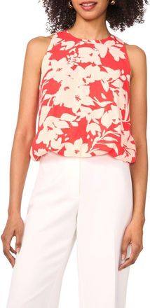 Vince Camuto Floral Bubble Hem Tank in Cayenne at Nordstrom, Size Medium