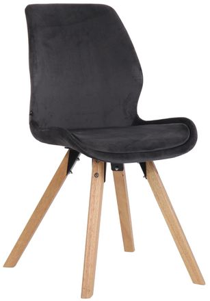 Clp Silla con patas de madera y asiento en Terciopelo Gris oscuro