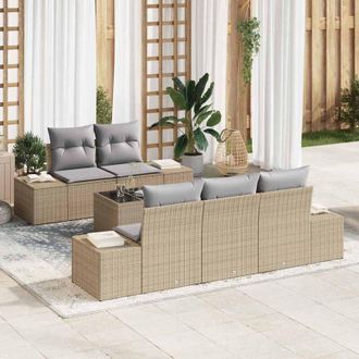 vidaXL Vidaxl - Conjunto De Sof&aacute; De Jard&iacute;n 6 Pcs Beige, Gris 55 X 55 X 37 Cm